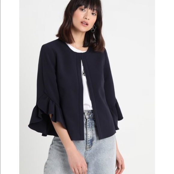 Banana Republic Jackets & Blazers - Banana Republic Collarless Ruffle Sleeve Blazer 8